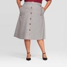 Women's Plus Size Plaid Button Front Skirt - Ava & Viv Blue X