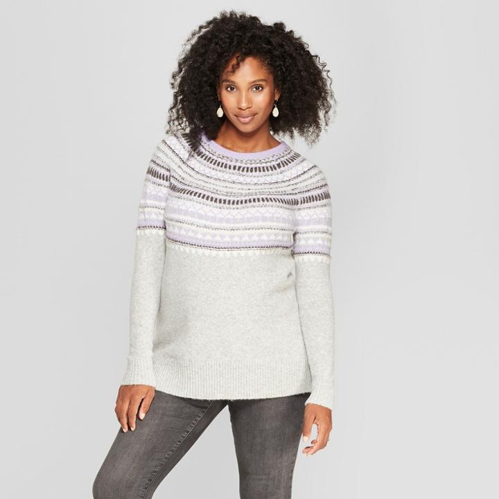Maternity Fairisle Sweater - Isabel Maternity By Ingrid & Isabel Purple