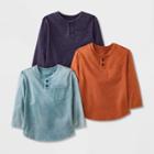 Toddler Boys' 3pk Henley Sweatshirt - Cat & Jack Navy Blue