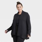 Women's Plus Size Cozy Lightweight Fleece Cardigan - All In Motion Black