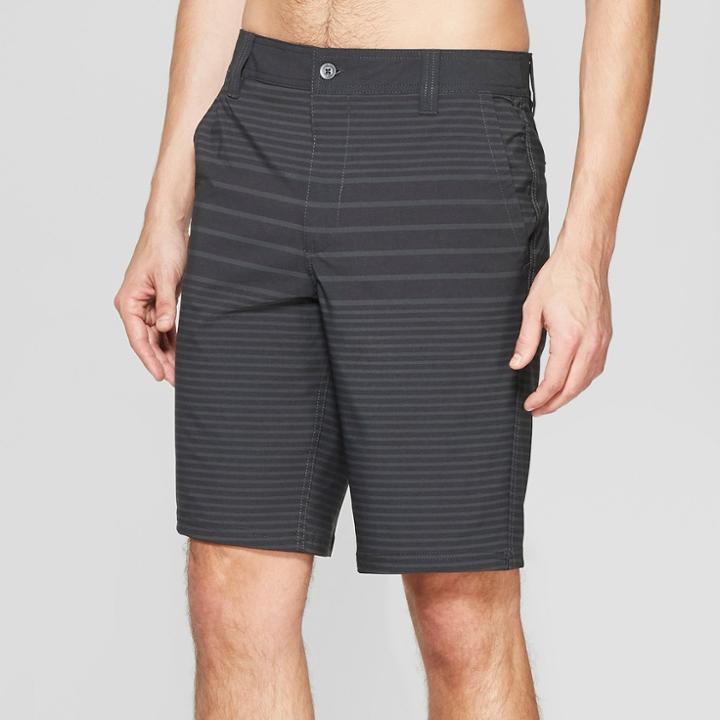Men's 10.5 Striped Hybrid Swim Shorts - Goodfellow & Co Black