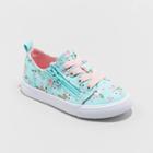 Toddler Luka Floral Print Double Zipper Apparel Sneakers - Cat & Jack Mint 10, Green/floral