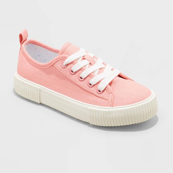 Girls' Pascale Lace-up Apparel Sneakers - Cat & Jack Coral