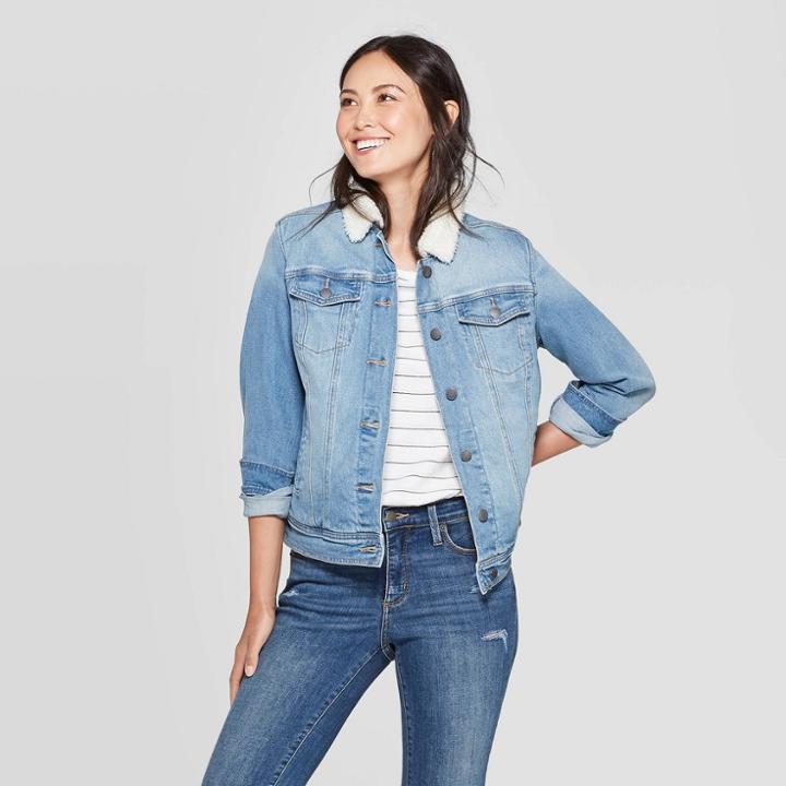 Women's Denim With Sherpa Jacket - Universal Thread Light Wash