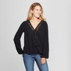 Women's Long Sleeve V - Neck Top - Knox Rose Black