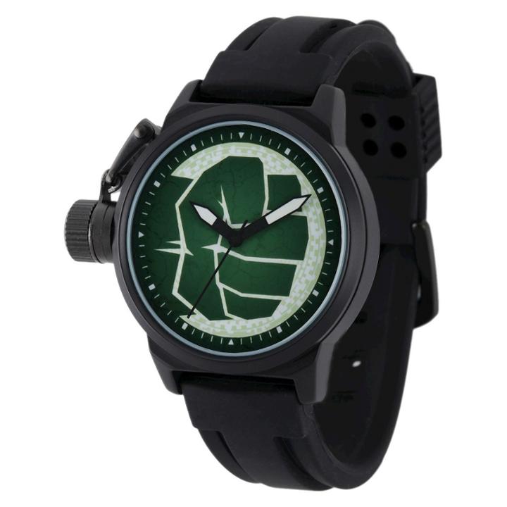 Disney Men's Marvel Hulk Crown Protector Watch - Black