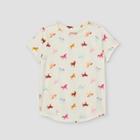 Girls' Printed Short Sleeve T-shirt - Cat & Jack Unicorn Cream Xs, Unicorn Ivory