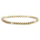 Women's Zirconite 4mm Round Gold Precious Beads Stretch Bracelet-pearl, Pearl