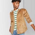 Men's Casual Fit Long Sleeve Corduroy Hooded Shirt Jacket - Original Use Dapper Brown