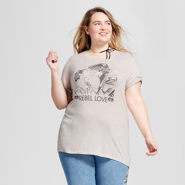 Women's Plus Size Star Wars Short Sleeve The Last Jedi Rebel Love Graphic T-shirt - Cream