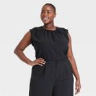 Women's Plus Size Short Sleeve Blouse - Who What Wear Black