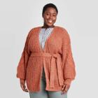 Women's Plus Size Open Neck Cardigan - Universal Thread Rust
