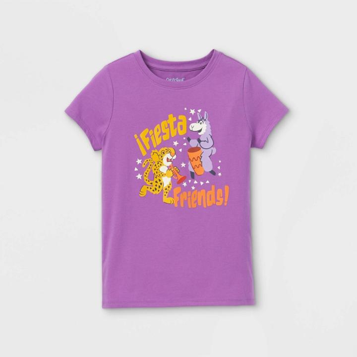 Girls' 'fiesta Friends' Short Sleeve Graphic T-shirt - Cat & Jack Purple