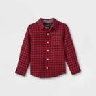 Oshkosh B'gosh Toddler Boys' Buffalo Check Long Sleeve Button-down Shirt - Red/navy