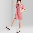 Women's Short Sleeve Crewneck Knit Babydoll Mini T-shirt Dress - Wild Fable Rose Xs, Women's, Pink