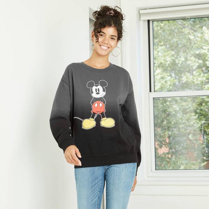 Women's Disney Mickey Front & Back Graphic Sweatshirt - Gray