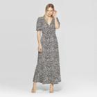 Women's Polka Dot 3/4 Sleeve V-neck Maxi Dress - Who What Wear Black/white