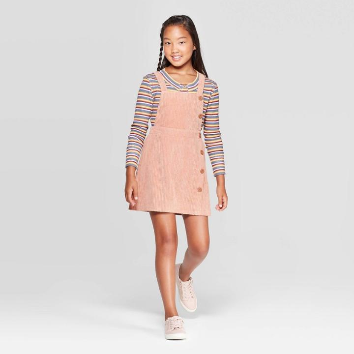 Girls' Corduroy Pinafore - Art Class Light Pink S, Girl's,