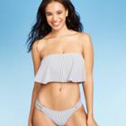 Women's Seersucker Flounce Bikini Top - Xhilaration Indigo Stripe D/dd Cup, Women's, Blue