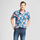 Men's Floral Print Slim Fit Short Sleeve Button-down Shirt - Goodfellow & Co Blue Beam