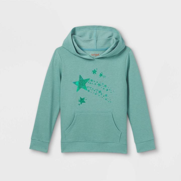 Girls' Printed Pullover Hoodie - Cat & Jack Ocean Green