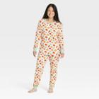 No Brand Women's Fall Leaf Print Matching Family Pajama Set - Cream