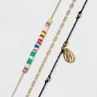Beaded And Charm Anklet Set - Wild Fable , Women's,