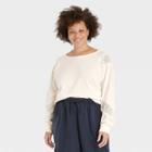 Women's Plus Size Trim Details Novelty Sweatshirt - Knox Rose Ivory