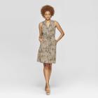 Women's Floral Print Collared Sleeveless Shirtdress - A New Day Olive