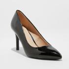 Women's Gemma Satin Wide Width Pointed Toe Pump Heel - A New Day Black 9.5w,
