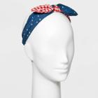 No Brand Americana Gingham Bow Headband - Navy Blue