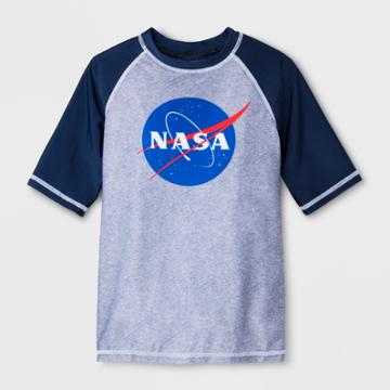Dreamwave Boys' Nasa Raglan Rash Guard - Blue