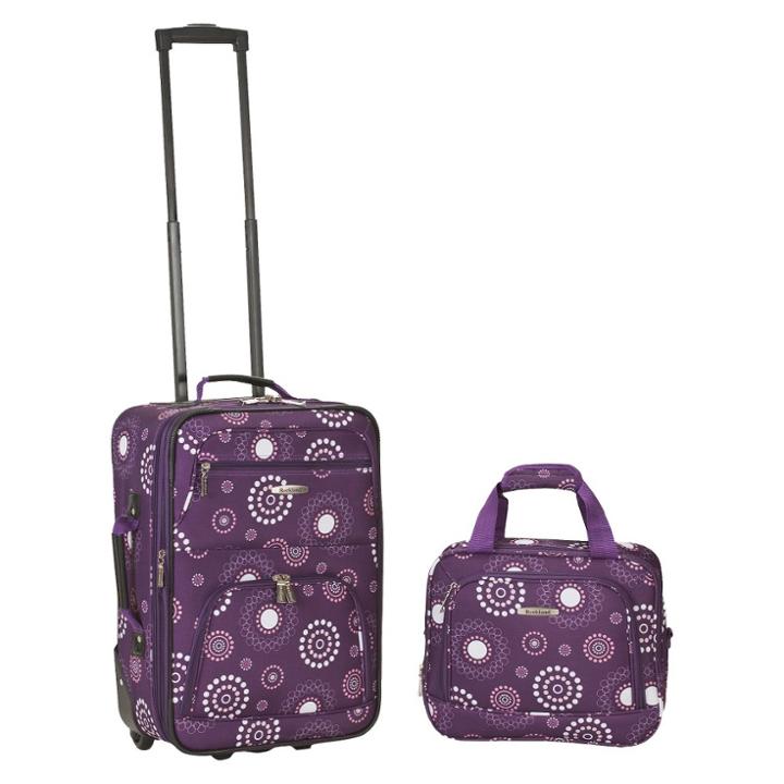 Rockland Rio 2pc Softside Carry On Luggage Set - Purple Pearl