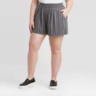 Women's Plus Size Striped Mid-rise Pull-on Shorts - Universal Thread Gray 1x, Women's,