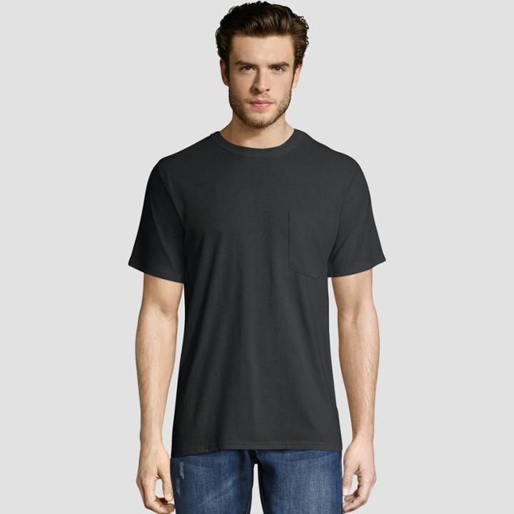 Hanes Men's Short Sleeve Workwear Crew Neck T-shirt - Black