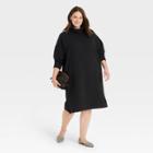 Women's Plus Size Long Sleeve Knit Dress - A New Day Black
