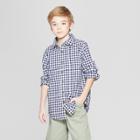 Boys' Gingham Long Sleeve Button-down Shirt - Cat & Jack Navy