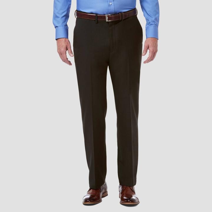 Haggar Men's Big & Tall Premium Comfort 4-way Stretch Classic Fit Flat Front Dress Pants - Dark Chocolate 44x29, Dark Brown