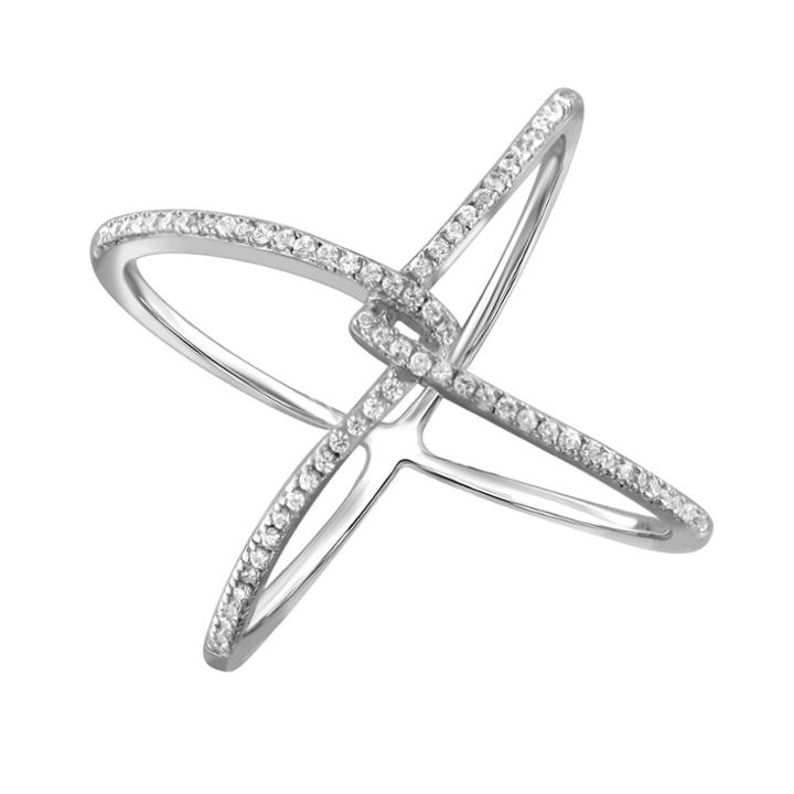 Distributed By Target 1/7 Ct. T.w. Round-cut White Diamond Prong Set Geometric Ring In Sterling Silver