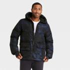 Men's Short Puffer Jacket - All In Motion Black Print