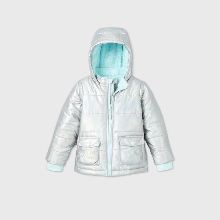 Toddler Girls' Foil Puffer Jacket - Cat & Jack