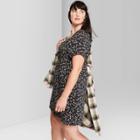 Women's Plus Size Floral Print Square Neck Mesh Maxi Dress - Wild Fable Black 4x, Women's,