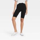Women's High-waist Cotton Blend Seamless 7 Inseam Bike Shorts - A New Day Black