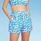 Women's 7 Board Swim Shorts - Wild Fable Multi Blue Swirl Print