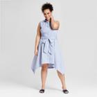 Women's Plus Size Striped Sleeveless Asymmetric Hem Shirt Dress - Who What Wear Blue/white 4x, Blue/white