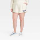 Grayson Threads Women's Plus Size Usa Graphic Jogger Shorts - White