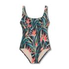 Women's Post Mastectomy Square Neck High Coverage One Piece Swimsuit - Kona Sol Multi