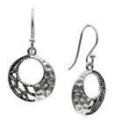 Target Women's Oxidized And Hammered Drop Circle Earrings In Sterling Silver -