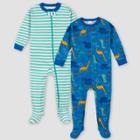 Gerber Boys' 2pk Snug Fit Footed Pajama - Blue
