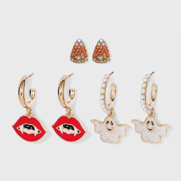 Sugarfix By Baublebar Multi Candy Corn Ghost And Fangs Huggie Hoop Earring